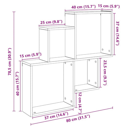 Vägghylla artisan ek 80x15x78,5 cm konstruerat trä