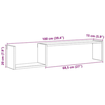 Seinähyllyt 2 kpl käsityöläistammea 100x15x20 cm puuta