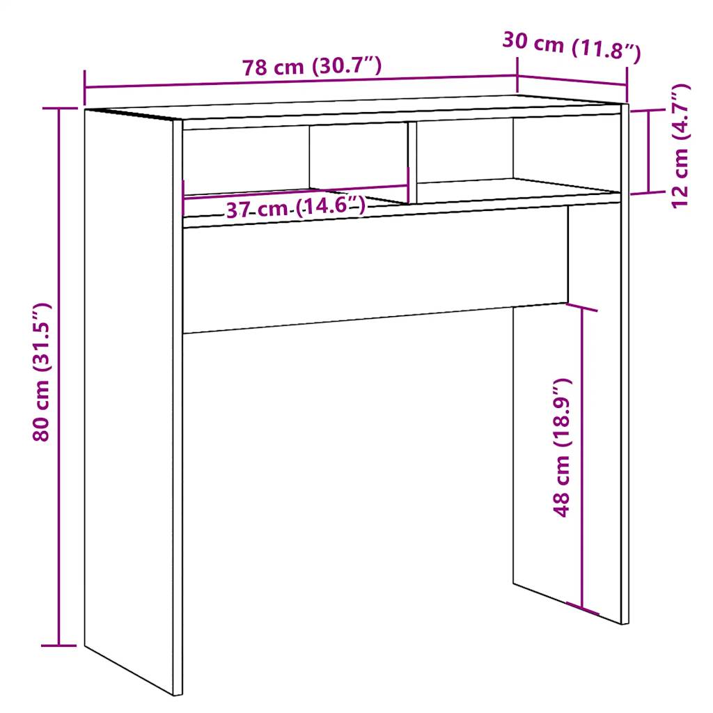 Konsolipöytä vanhentunutta puuta 78x30x80 cm teknistä puuta