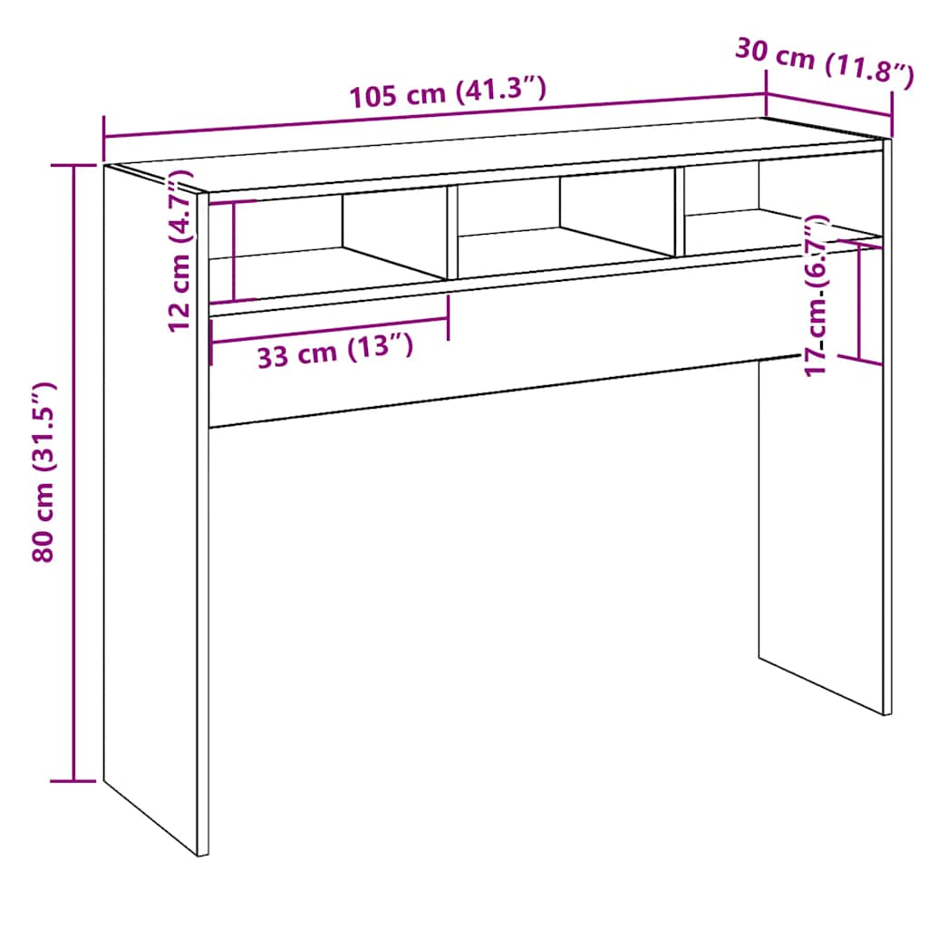 Avlastningsbord konsolbord åldrat trä 105x30x80 cm