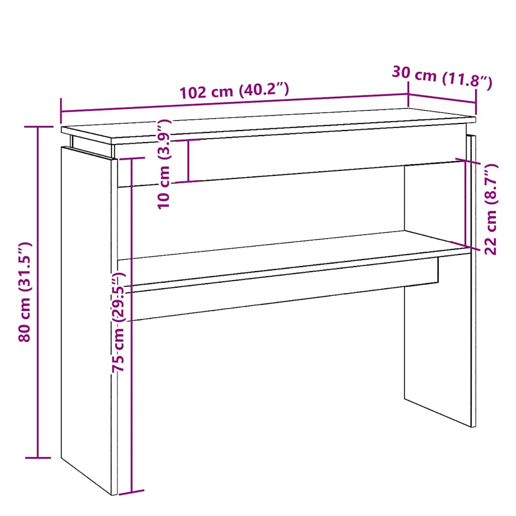 Avlastningsbord konsolbord åldrat trä 80x30x102 cm