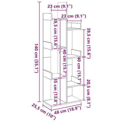 Bokhylla gammalt trä 48x25,5x140 cm konstruerat trä