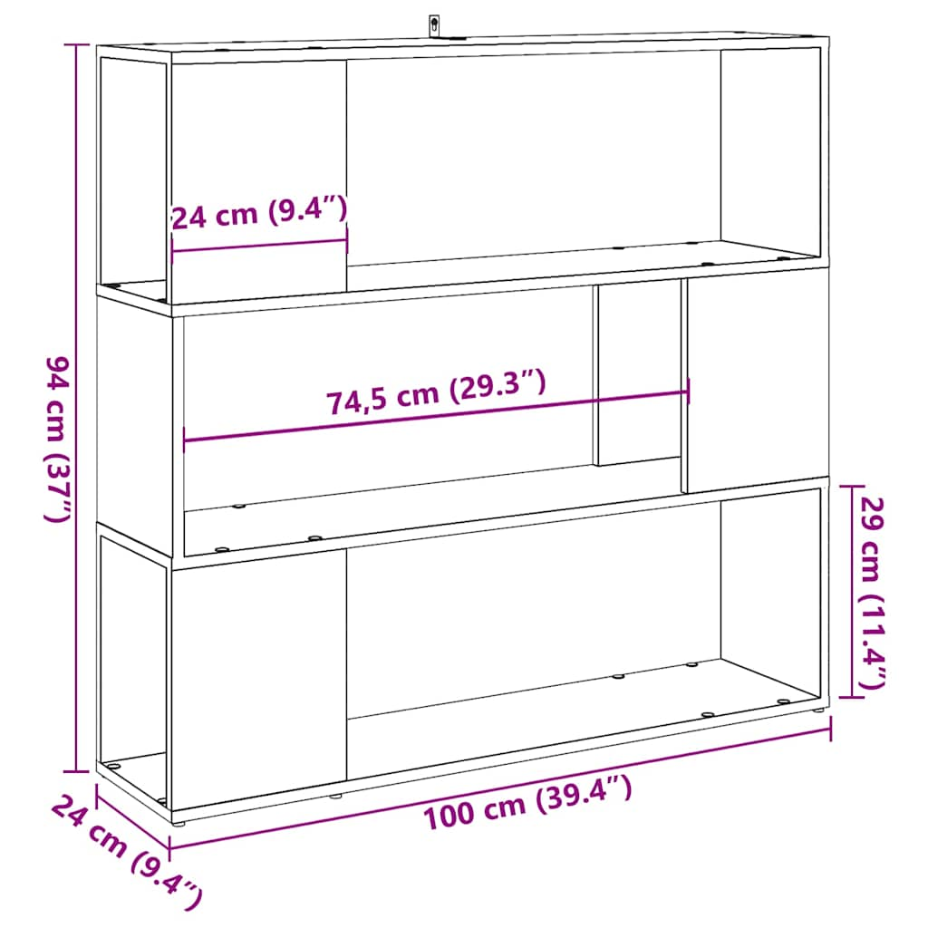 Bokhylla/rumsavdelare gammalt trä 100x24x94 cm