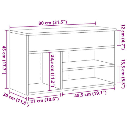 Kenkäteline Kenkäkaappi Kengänpenkki käsityöläinen tammi 80x30x45 cm tekninen puu