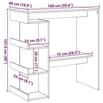 Barbord bistrobord åldrat trä med hyllor 100x48x101,5 cm