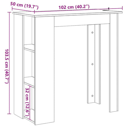 Barbord bistrobord åldrat trä med hyllor 102x50x103,5 cm