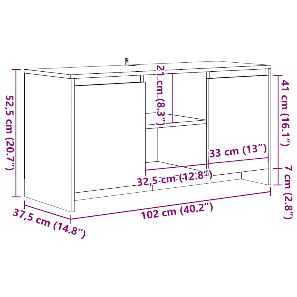 TV-möbel åldrat trä TV-bänk 102x37,5x52,5 cm