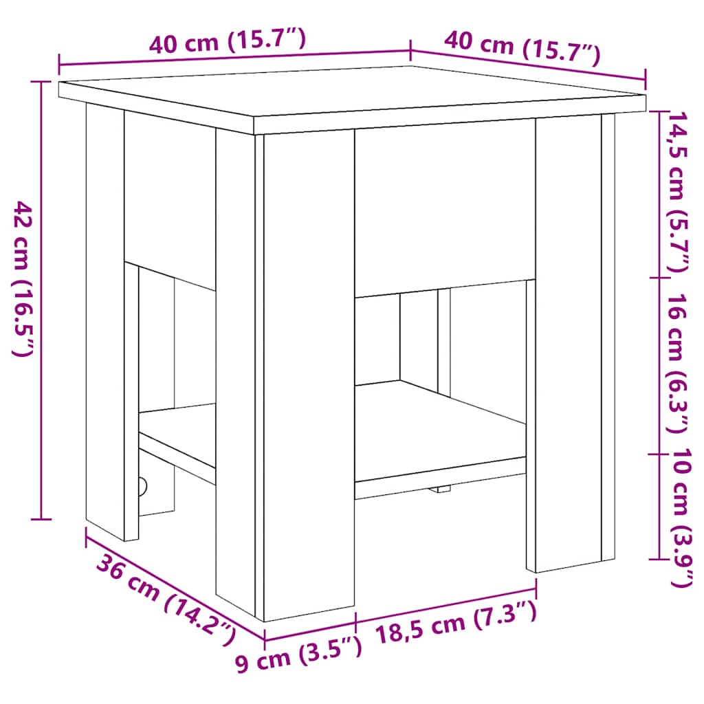 Soffbord artisan ek 40x40x42 cm konstruerat trä