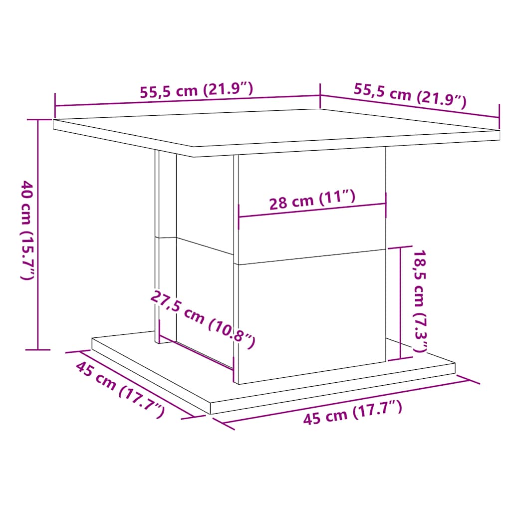 Soffbord åldrat trä 55,5x55,5x40 cm konstruerat trä