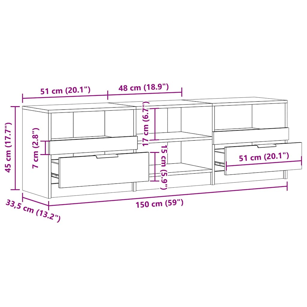 Tv-bänk gammalt trä 150x33,5x45 cm konstruerat trä