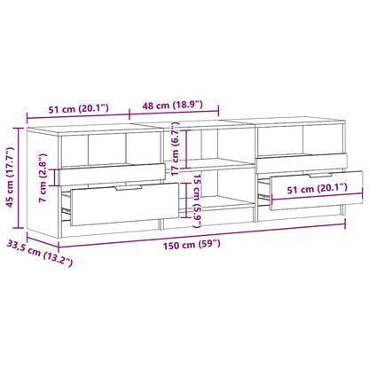 Tv-bänk gammalt trä 150x33,5x45 cm konstruerat trä