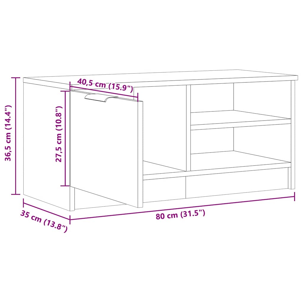 Tv-bänk artisan ek 80x35x36,5 cm konstruerat trä