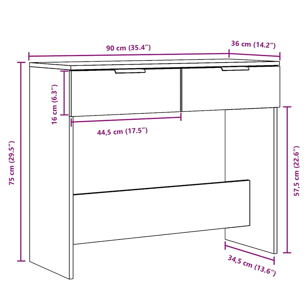 Avlastningsbord konsolbord artisan ek 90x36x75 cm