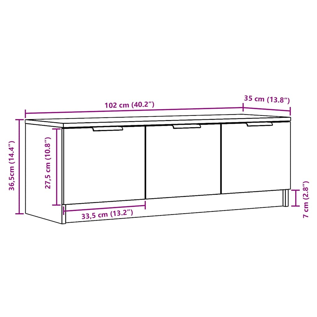 TV-möbel åldrat trä TV-bänk 102x35x36,5 cm