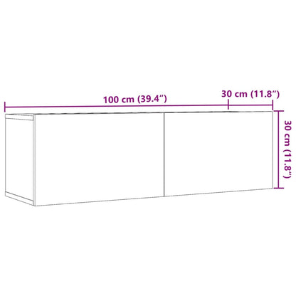 TV-möbel ek 100x30x30 cm Väggmonterad TV-bänk 2 st