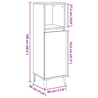 Badrumsskåp betonggrå 30x30x100 cm konstruerat trä