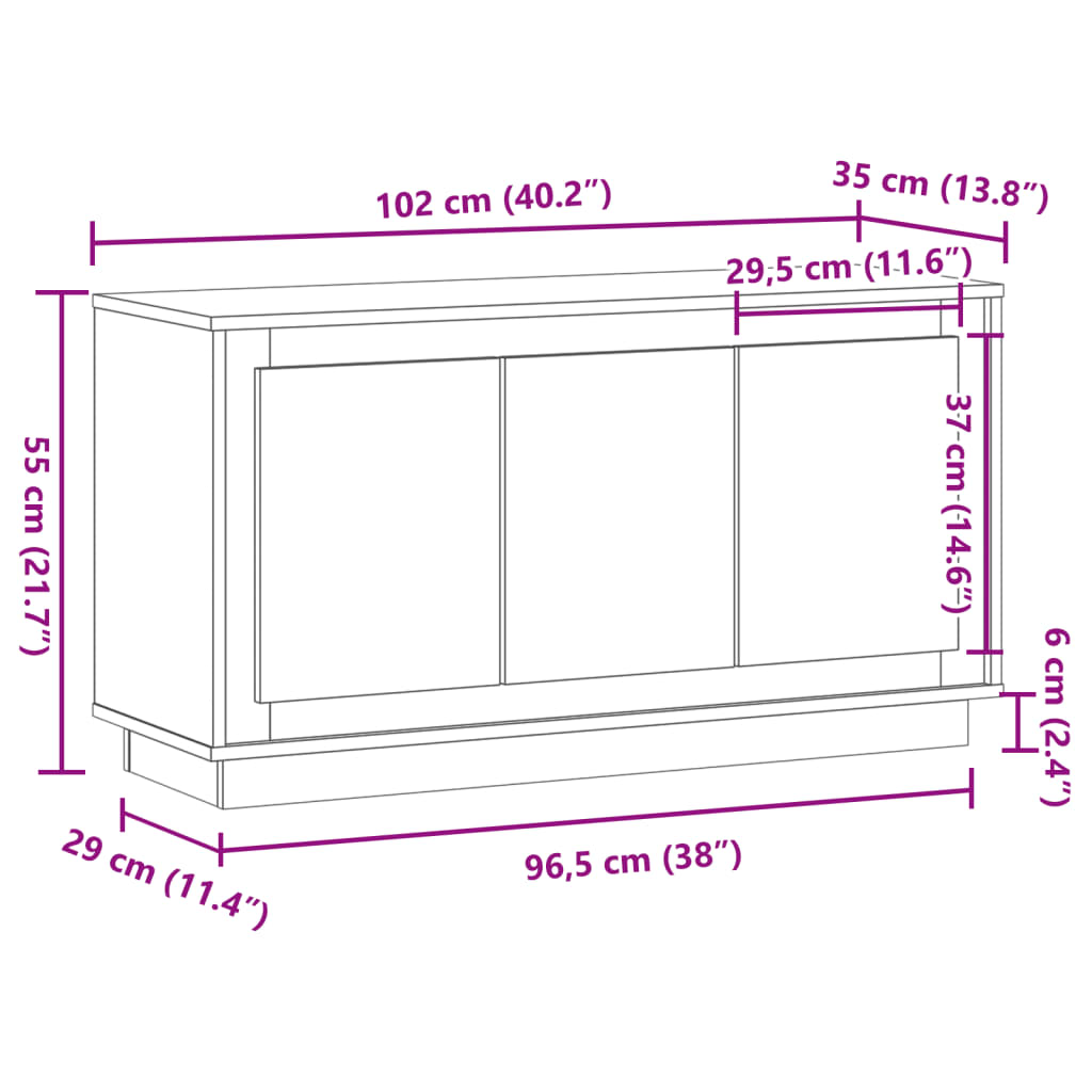 Skänk artisan ek 102x35x55 cm