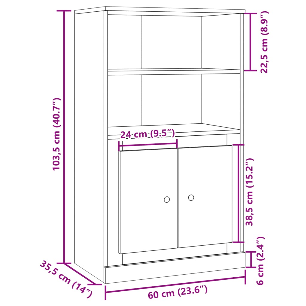 Skåp ek 60x35,5x103,5 cm