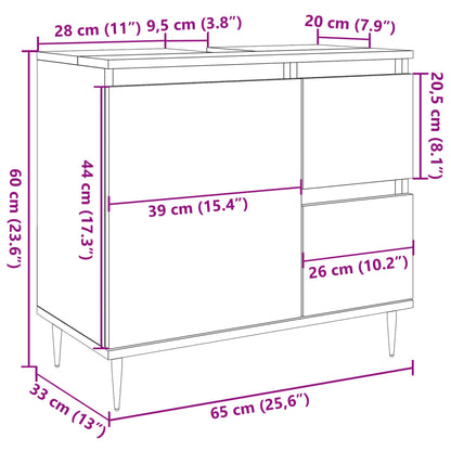 Badrumsskåp artisan ek 65x33x60 cm konstruerat trä