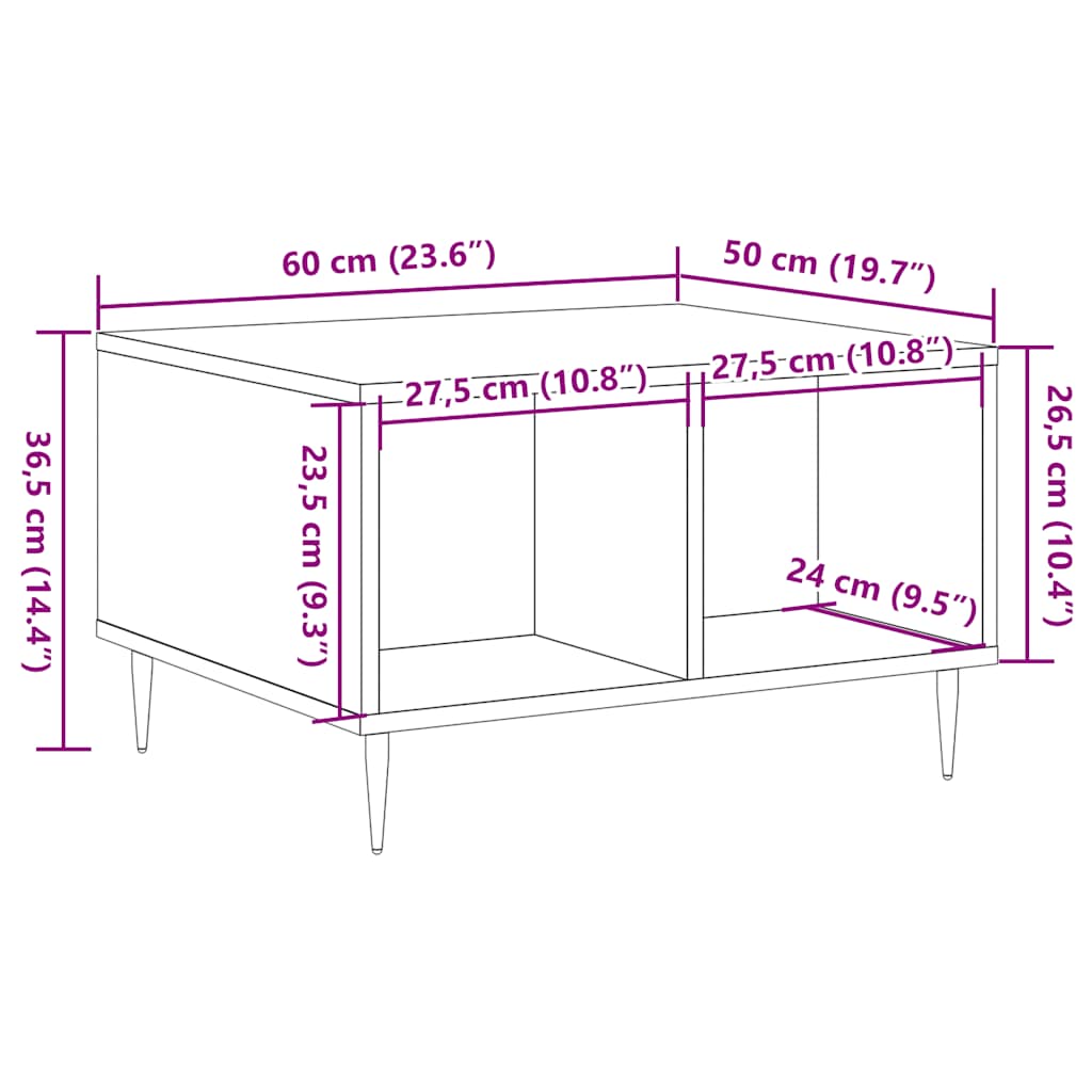 Soffbord artisan ek 60x50x36,5 cm