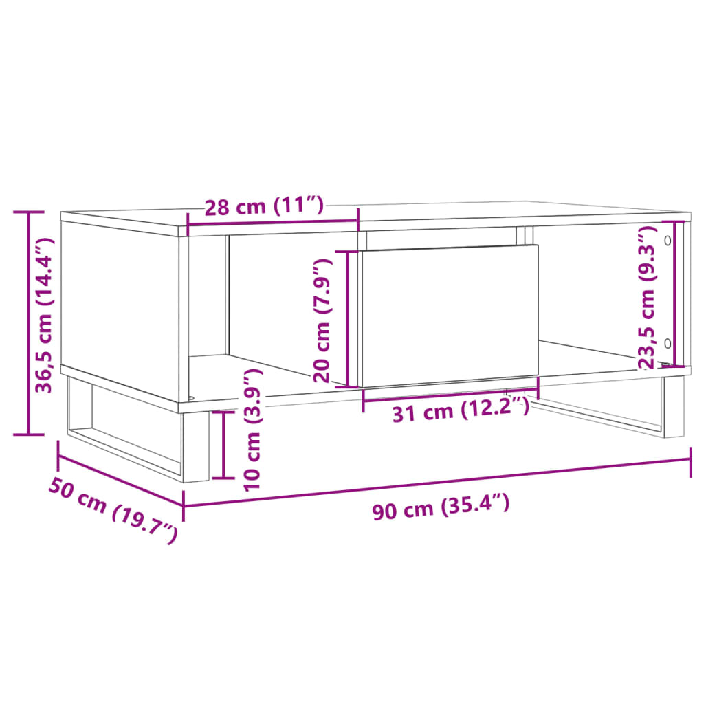 Soffbord artisan ek 90x50x36,5 cm