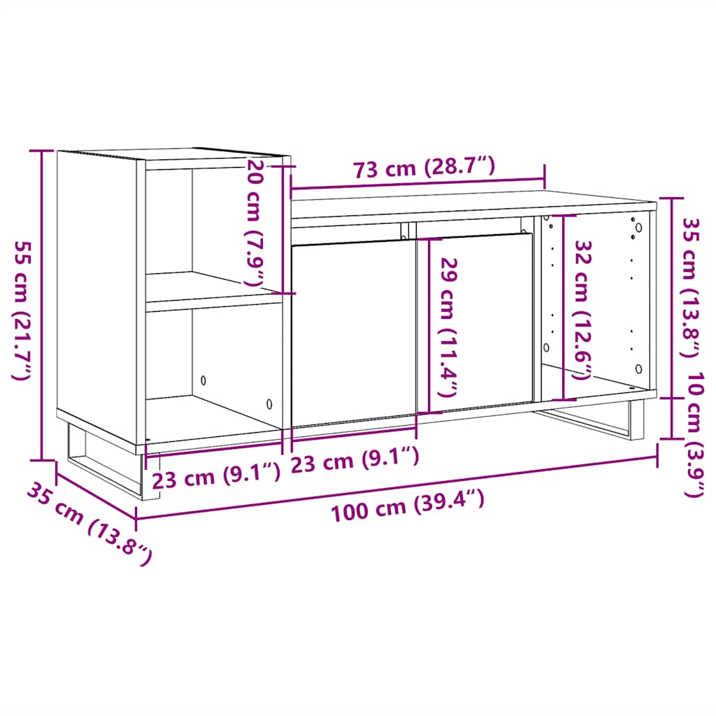 TV-möbel åldrat trä TV-skåp 100x35x55 cm