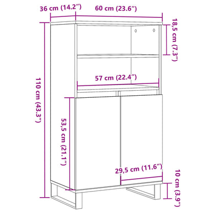 Högskåp artisan ek 60x36x110 cm konstruerat trä