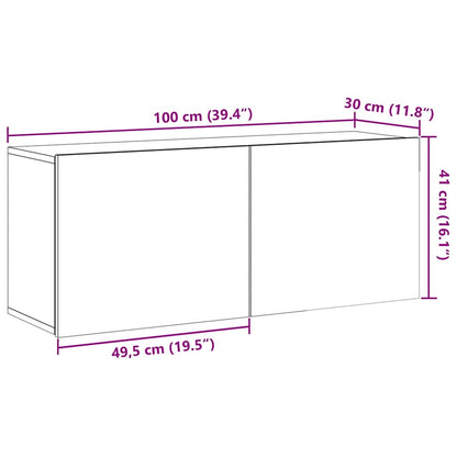 TV-möbel åldrat trä 100x30x41 cm Väggmonterad TV-bänk