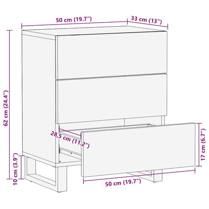 Sängbord svart 50x33x62 cm massivt mangoträ