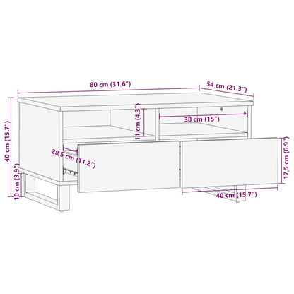 Soffbord svart 80x54x40 cm massivt mangoträ