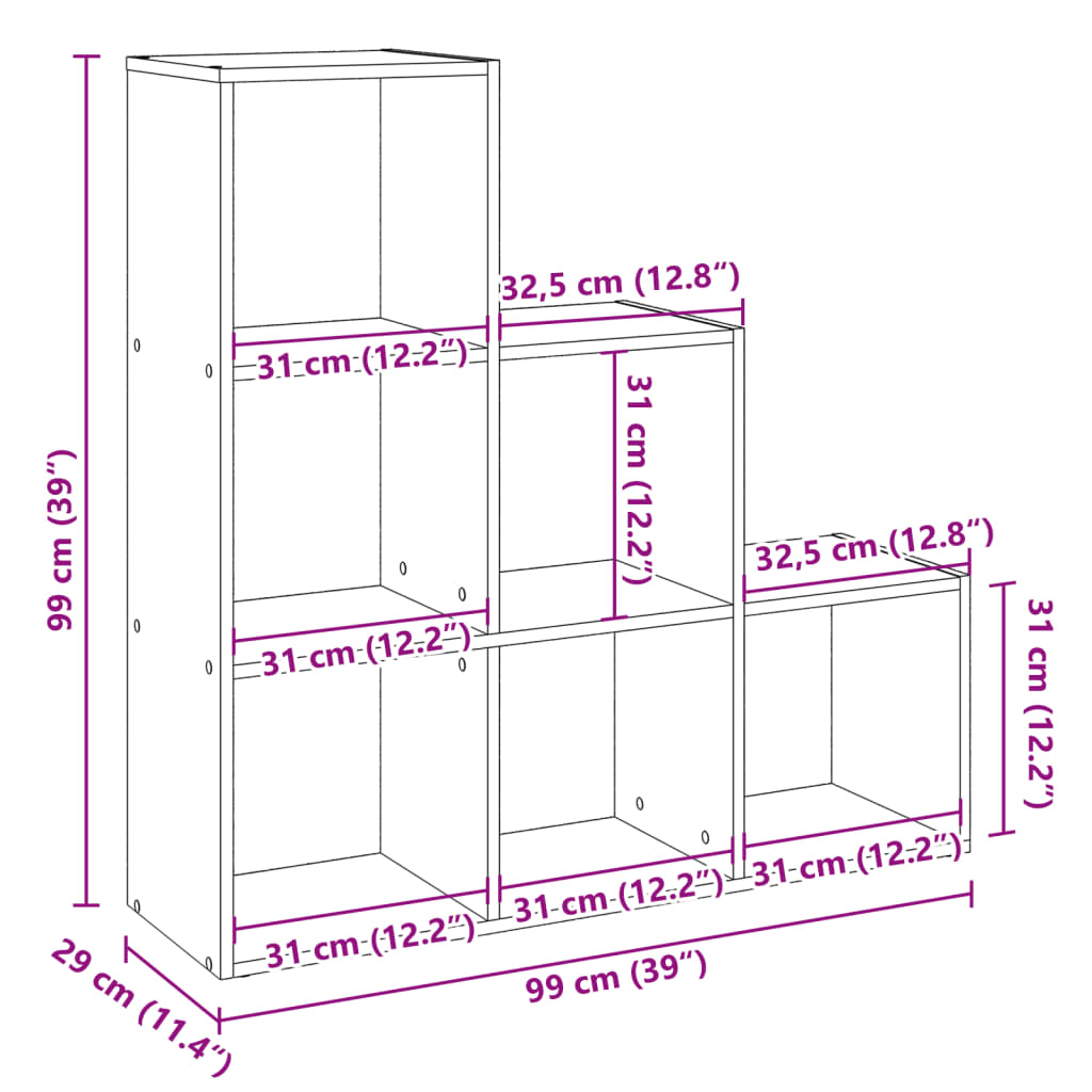 Kirjahylly/tilanjakaja 3 hyllyä valkoinen 99x29x99cm puutavara