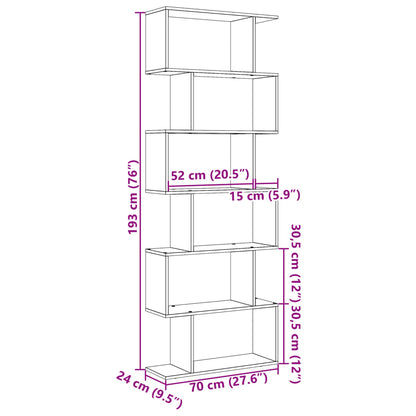 Bokhylla vit Rumsavdelare 6 hyllor 70x24x193 cm