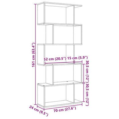 Kirjahylly/tilanjakaja 5 hyllyä musta 70x24x161cm