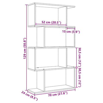 Kirjahylly/tilanjakaja 4 hyllyä musta 70x24x129cm