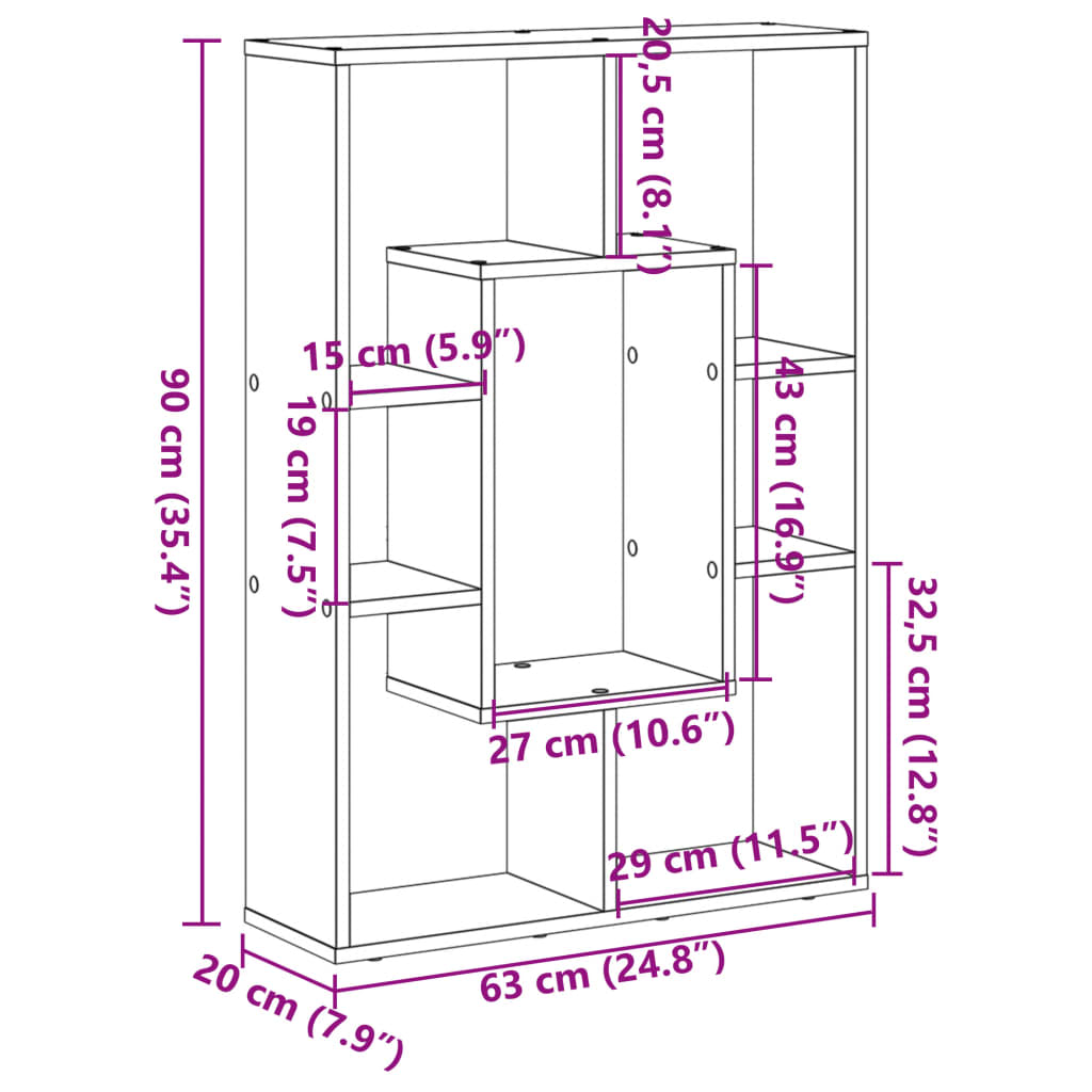 Valkoinen kirjahylly 63x20x90 cm puutavaraa