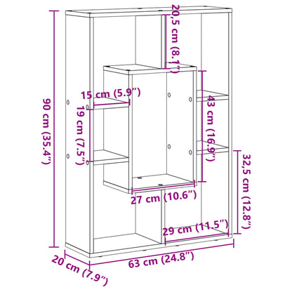 Kirjahylly betonin harmaa 63x20x90 cm tekninen puu