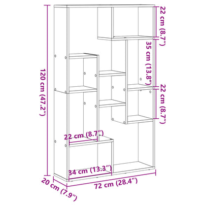 Kirjahylly ruskea tammi 72x20x120 cm