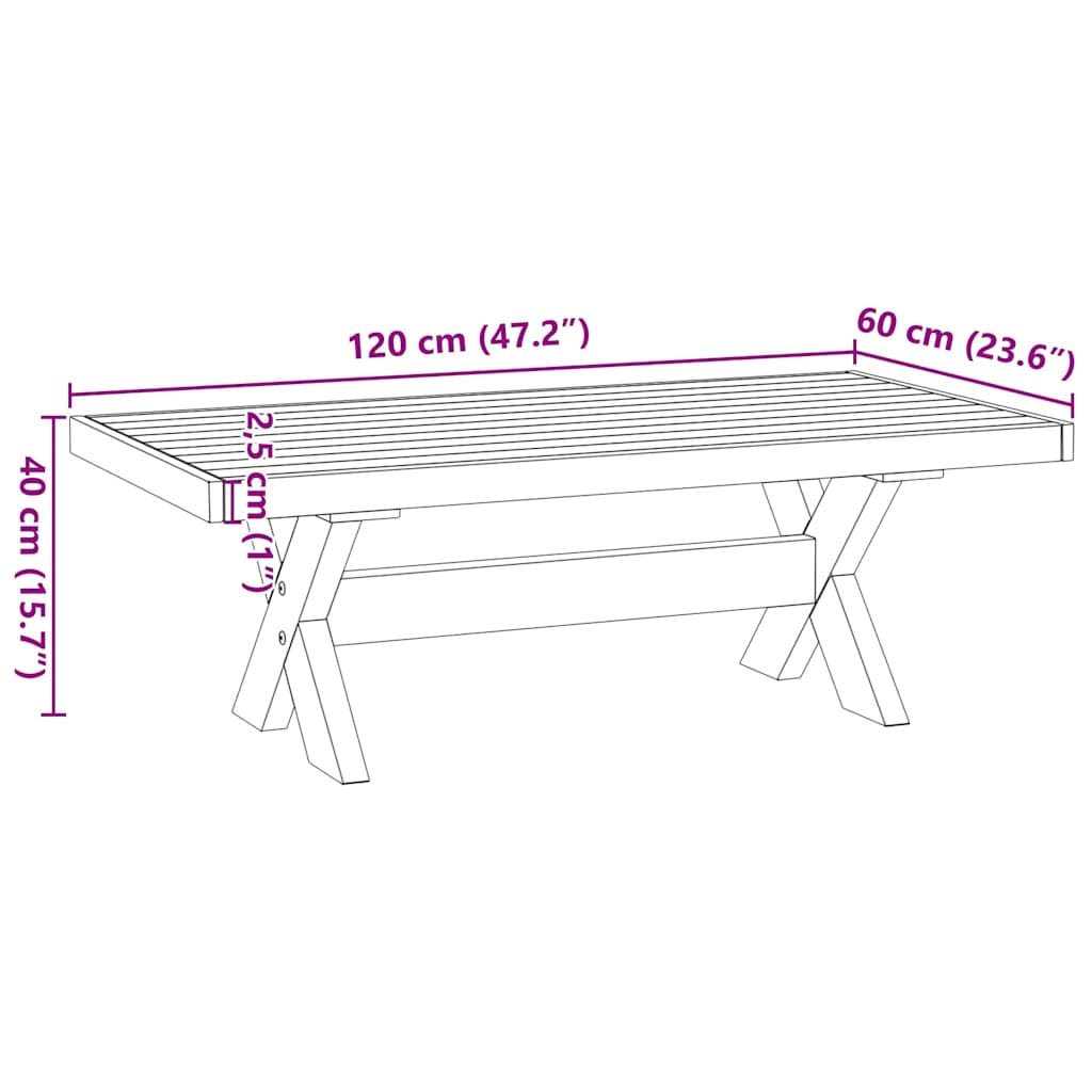 Soffbord natur massiv furu NOAIN X-formade ben 120x60x40 cm