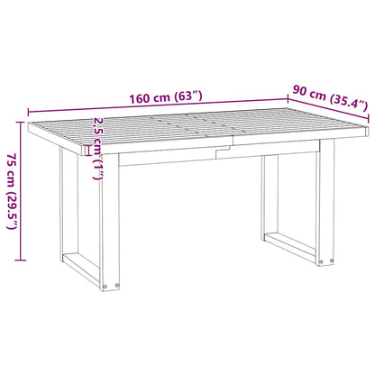 Matbord NOAIN U-formade ben 160x90x75 cm massiv furu