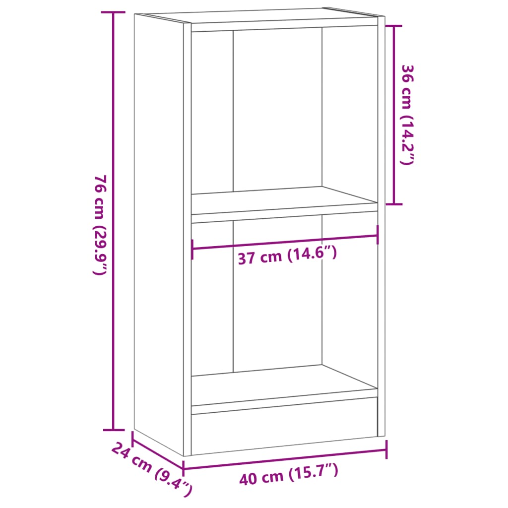 Kirjahylly savunvärinen tammi 40x24x76 cm konepajapuuta