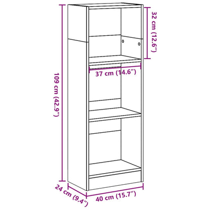 Valkoinen kirjahylly 40x24x109 cm puutavaraa