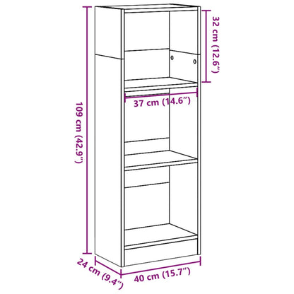 Kirjahylly musta 40x24x109 cm puutavaraa