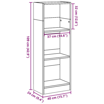 Kirjahylly betonin harmaa 40x24x109 cm tekninen puu