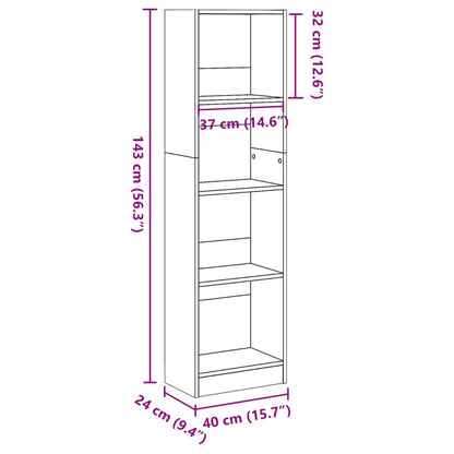 Kirjahylly betonin harmaa 40x24x143 cm