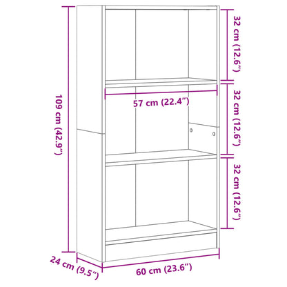 Valkoinen kirjahylly 60x24x109 cm