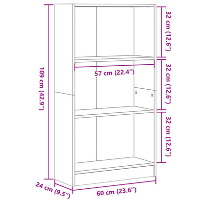 Bokhylla brun ek 60x24x109 cm