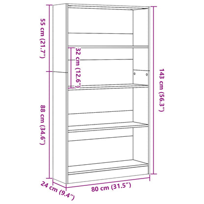 Valkoinen kirjahylly 80x24x143 cm