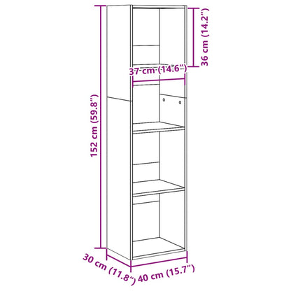 Kirjahylly betonin harmaa 40x30x152 cm tekninen puu