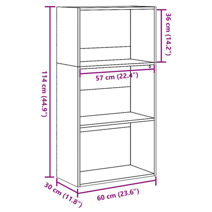 Valkoinen kirjahylly 60x30x114 cm puutavaraa