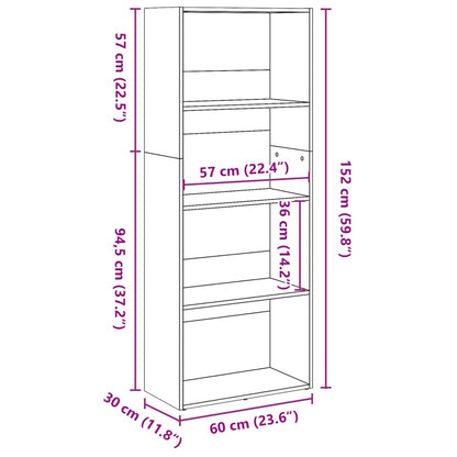 Kirjahylly ruskea tammi 60x30x152 cm